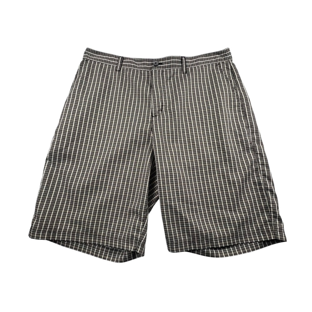 Adidas Golf Chino Shorts Men 36 Brown Plaid Flat Front Performance P16169
